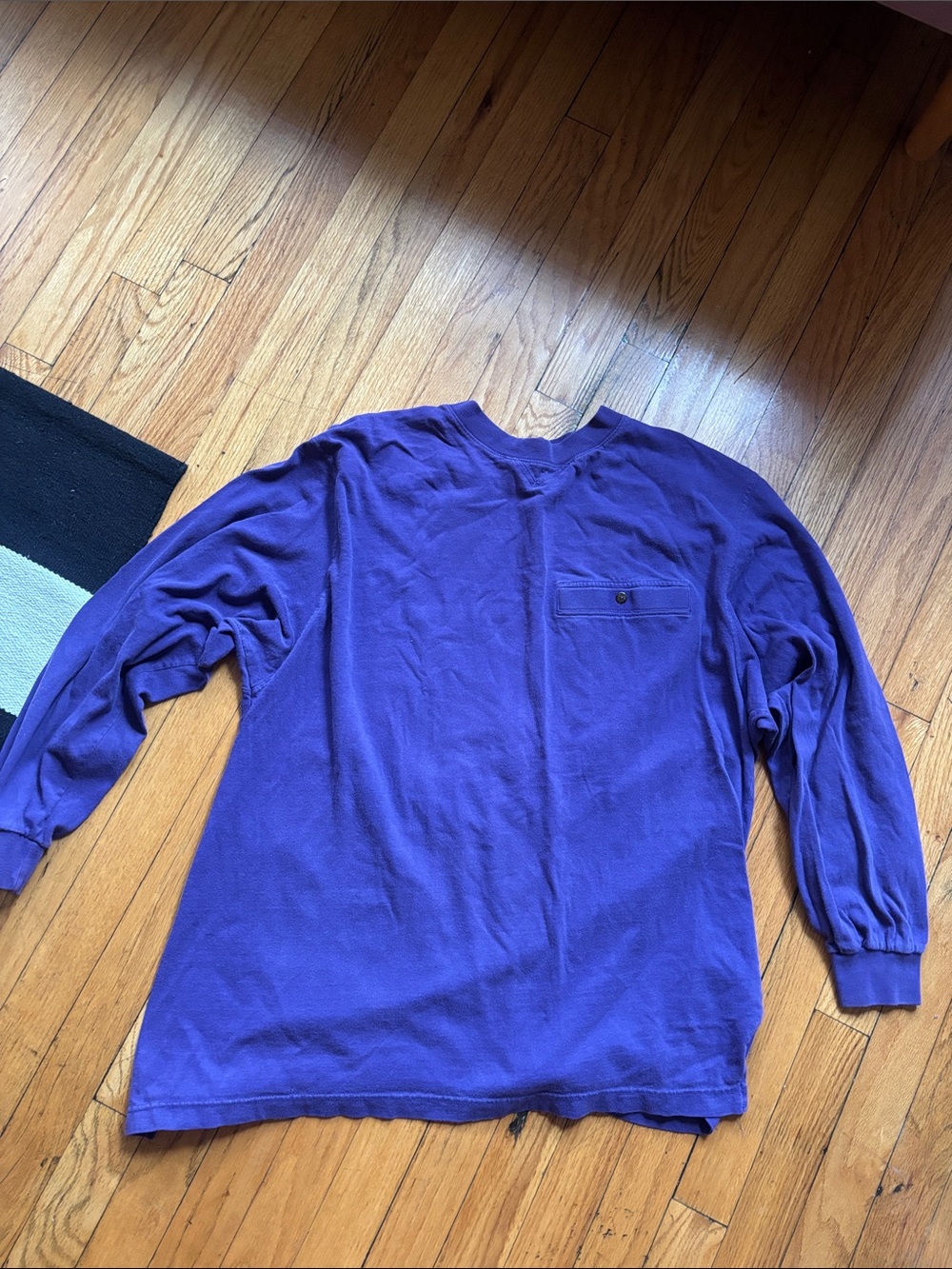Vintage Men's Long-Sleeve Pocket Tee - Purple